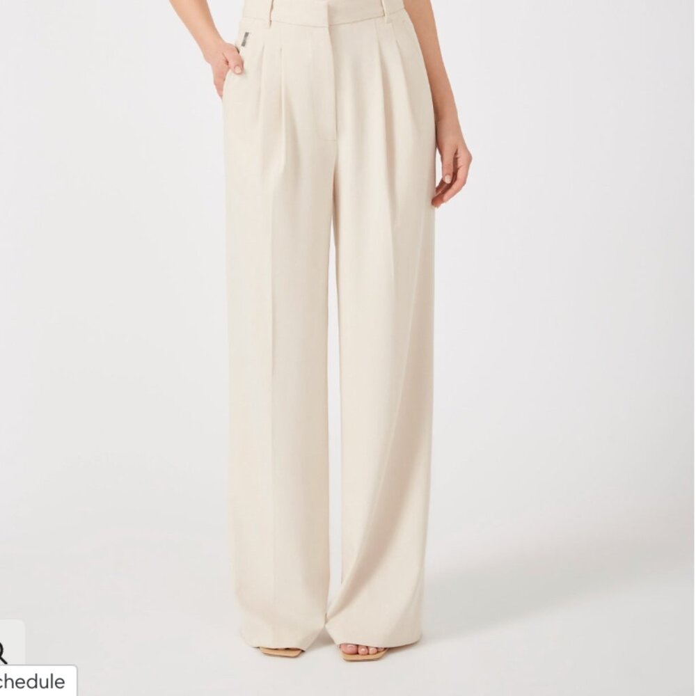Revolve Grey/Ven Maccaden Pleated Natural Revived Tailoring Wide Leg Pants 10